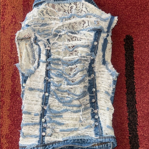 VIP Jeans Custom Rhinestone Jean Vest - Picture 4 of 6